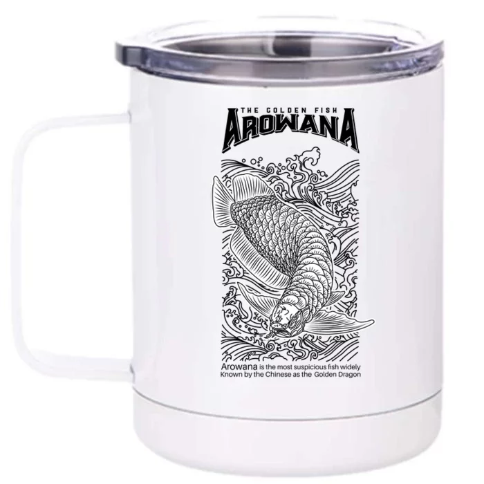 The Golden Arowana FIsh Front & Back 12oz Stainless Steel Tumbler Cup