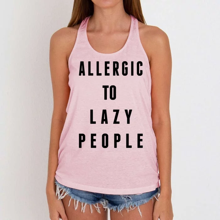 Trendy Graphic Allergic To Lazy People Funny Gift Women's Knotted Racerback Tank