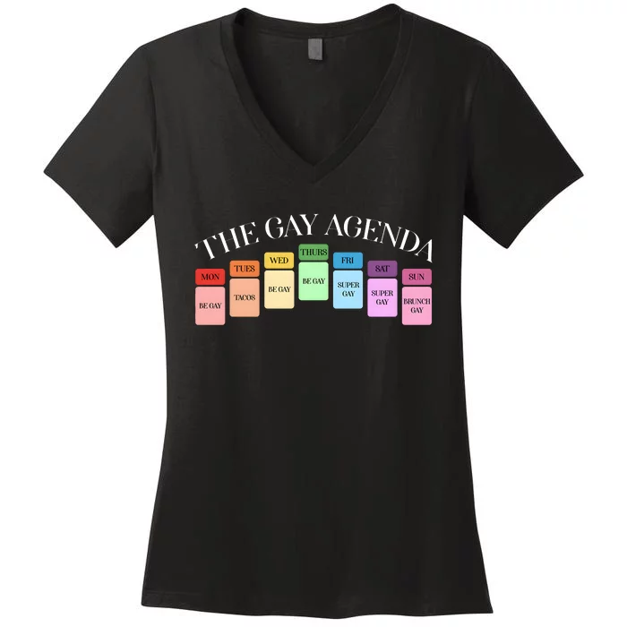 The Gay Agenda Lgbt Pride Month Women's V-Neck T-Shirt