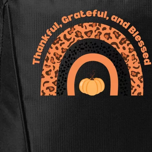 Thankful Grateful And Blessed Rainbow Pumpkin Fall City Backpack