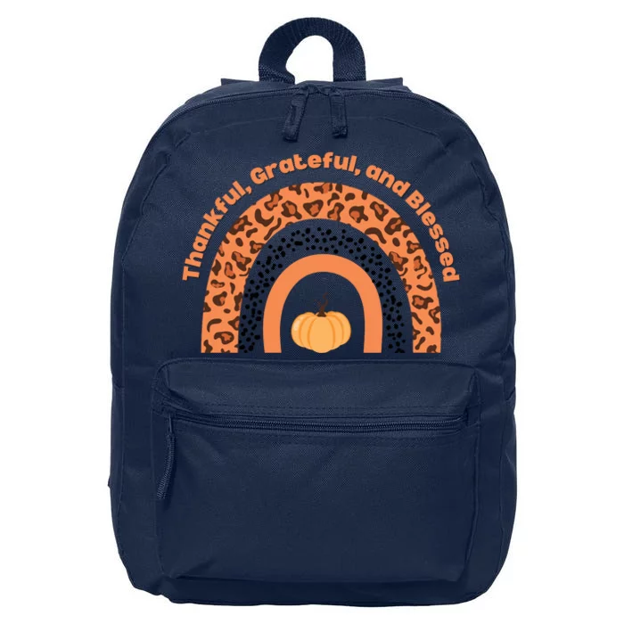 Thankful Grateful And Blessed Rainbow Pumpkin Fall 16 in Basic Backpack