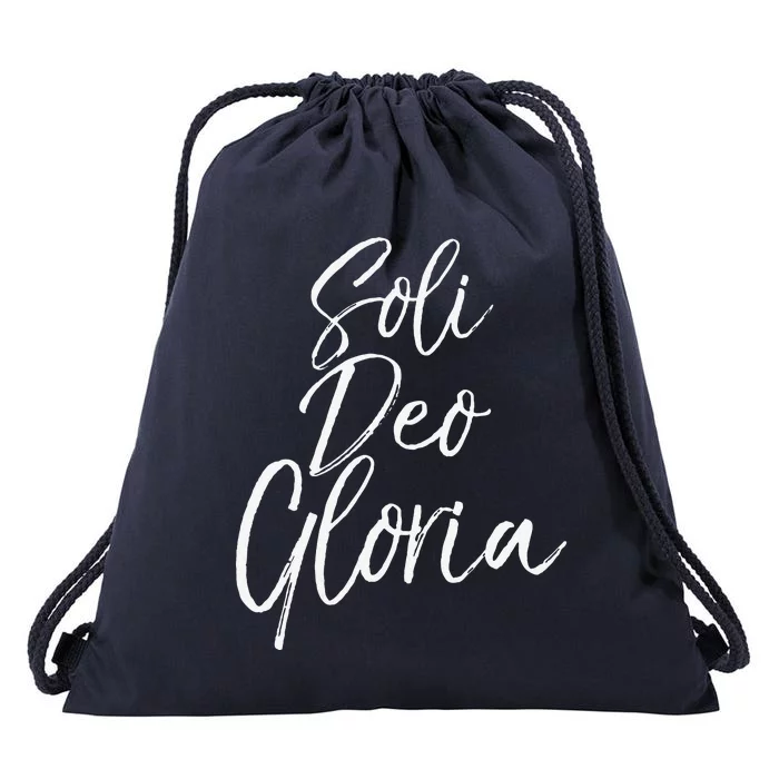 To God Alone Be The Glory Reformation Quote Soli Deo Gloria Drawstring Bag