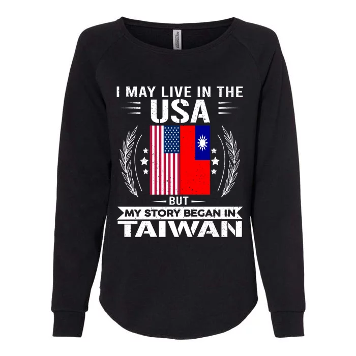 Taiwan Gift American And Taiwanese Flags Proud Taiwan Gift Womens California Wash Sweatshirt