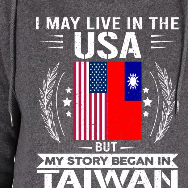 Taiwan Gift American And Taiwanese Flags Proud Taiwan Gift Womens Funnel Neck Pullover Hood