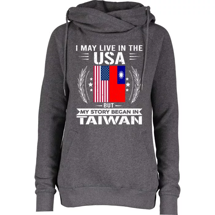 Taiwan Gift American And Taiwanese Flags Proud Taiwan Gift Womens Funnel Neck Pullover Hood