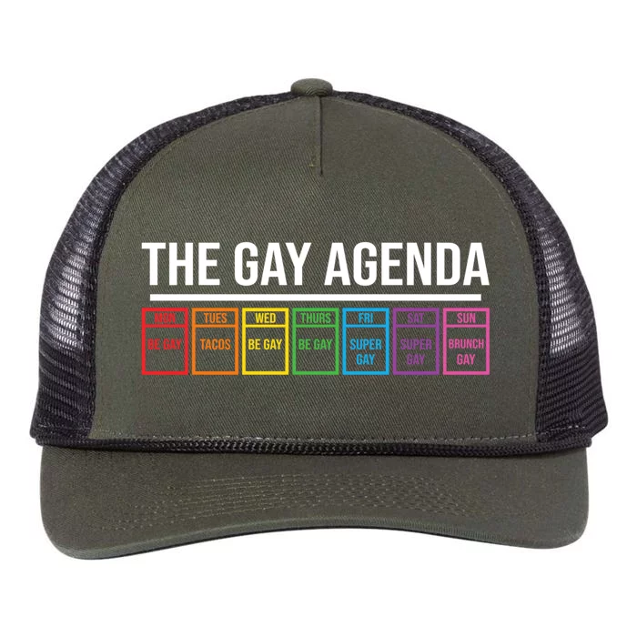 The Gay Agenda Lgbt Pride Funny Pride Month Gift Retro Rope Trucker Hat Cap