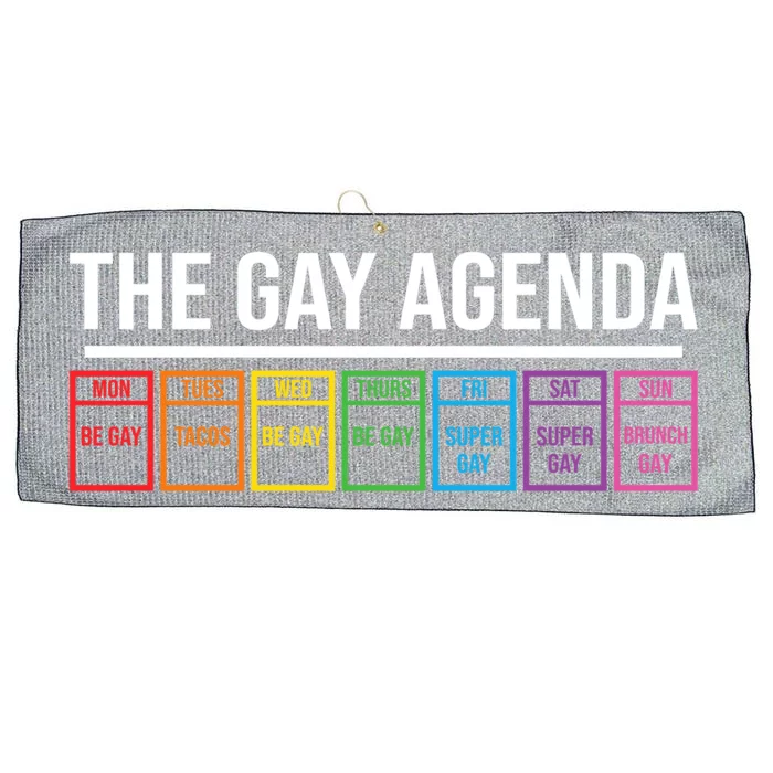 The Gay Agenda Lgbt Pride Funny Pride Month Gift Large Microfiber Waffle Golf Towel