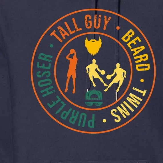 Tall Guy Beard Twins Purple Hoser Premium Hoodie