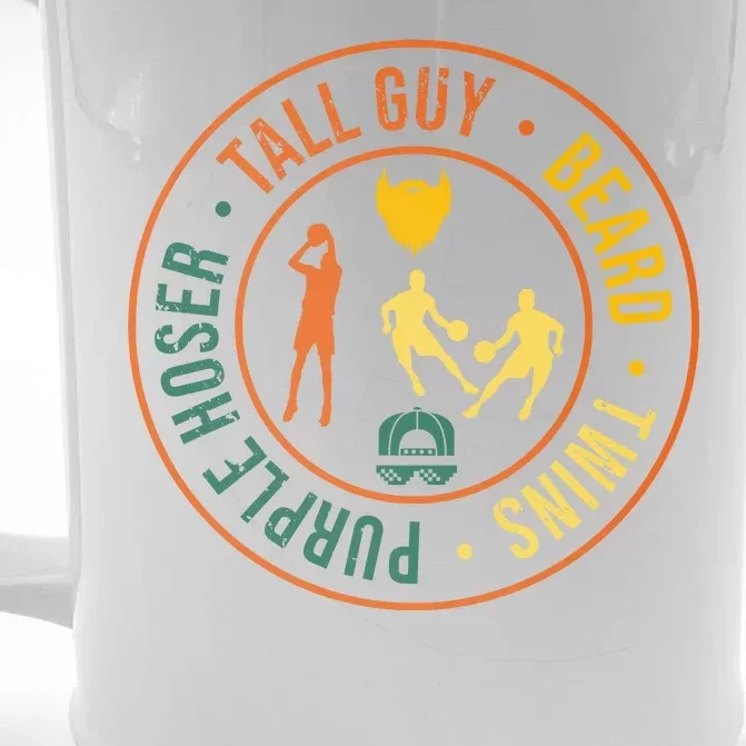 Tall Guy Beard Twins Purple Hoser Front & Back Beer Stein