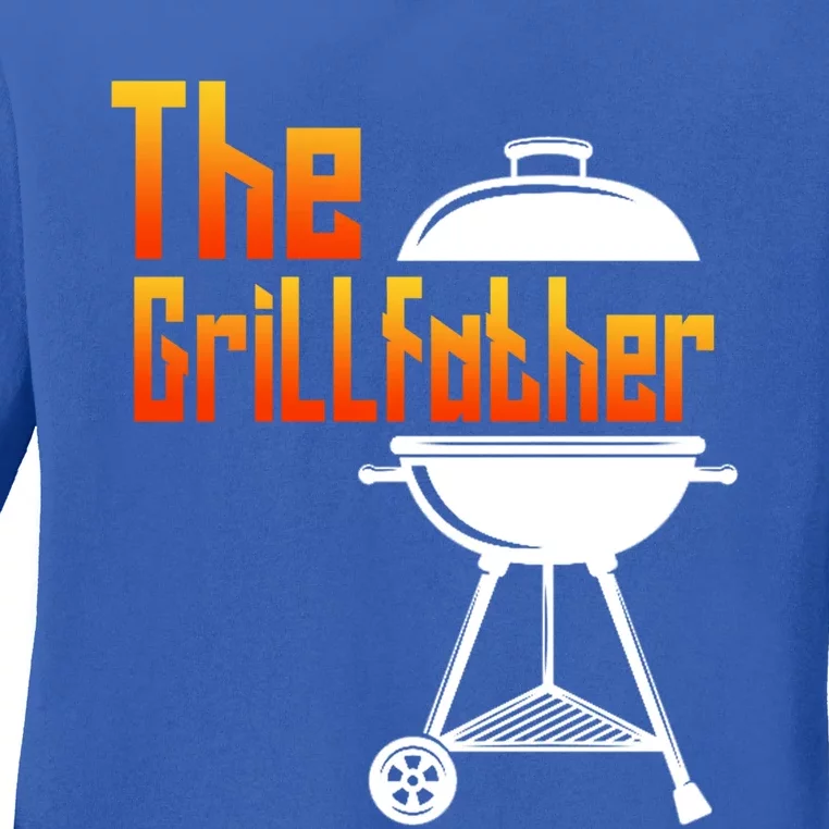 The Grillfather Barbecue Grill Master Smoker Funny Bbq Dad Cute Gift Ladies Long Sleeve Shirt