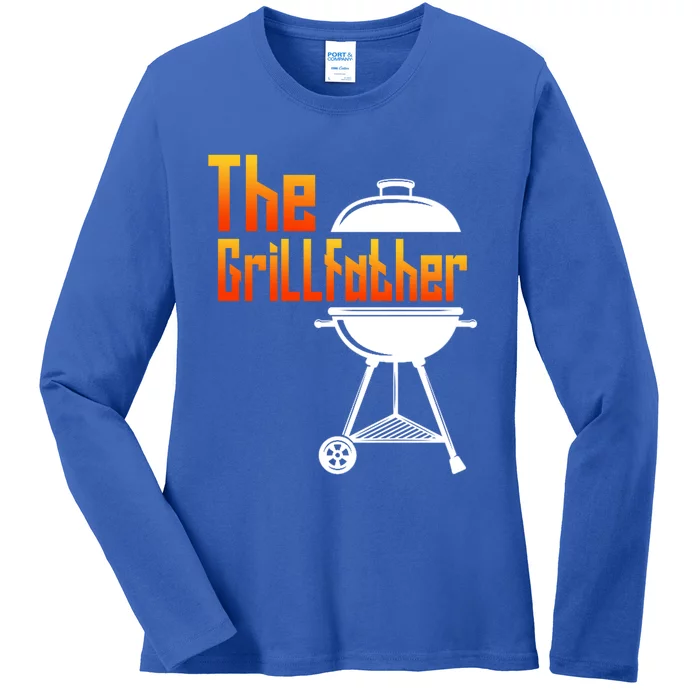 The Grillfather Barbecue Grill Master Smoker Funny Bbq Dad Cute Gift Ladies Long Sleeve Shirt