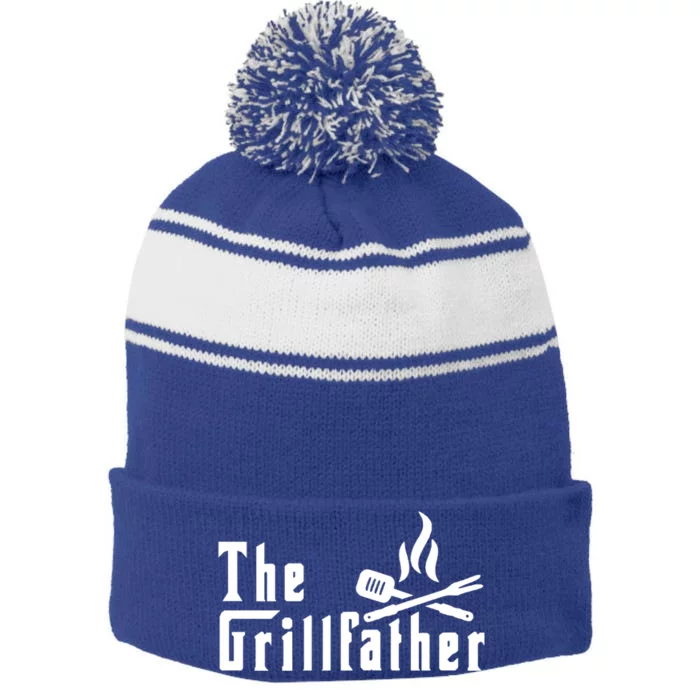 The Grillfather Barbeque And Grilling Gift For Dad And Grandpa Meaningful Gift Stripe Pom Pom Beanie