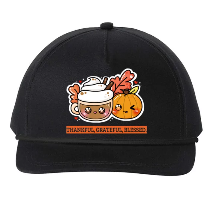 Thankful Grateful Blessed Gift Autumn October Pumpkin Gift Snapback Five-Panel Rope Hat