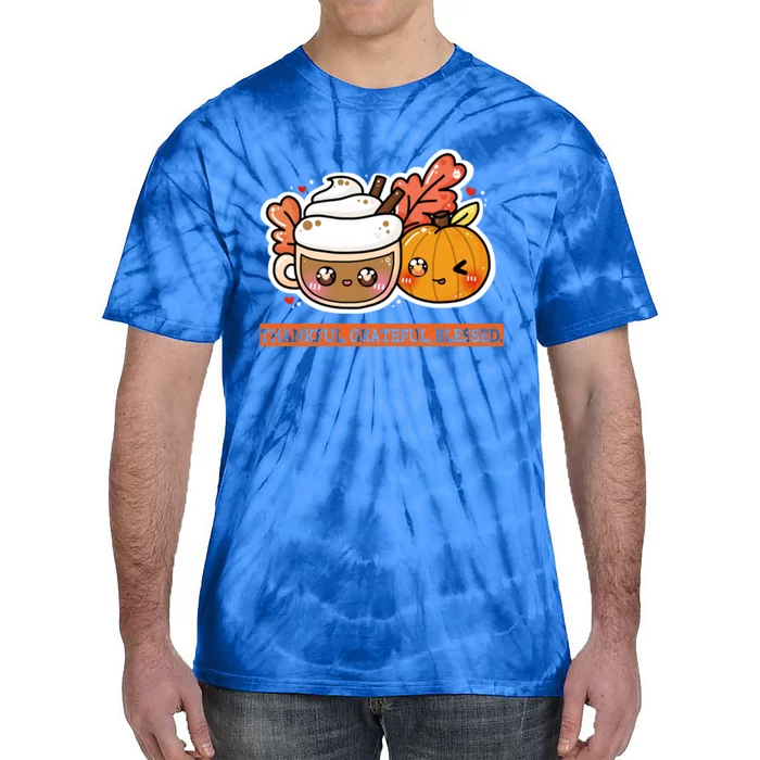 Thankful Grateful Blessed Gift Autumn October Pumpkin Gift Tie-Dye T-Shirt