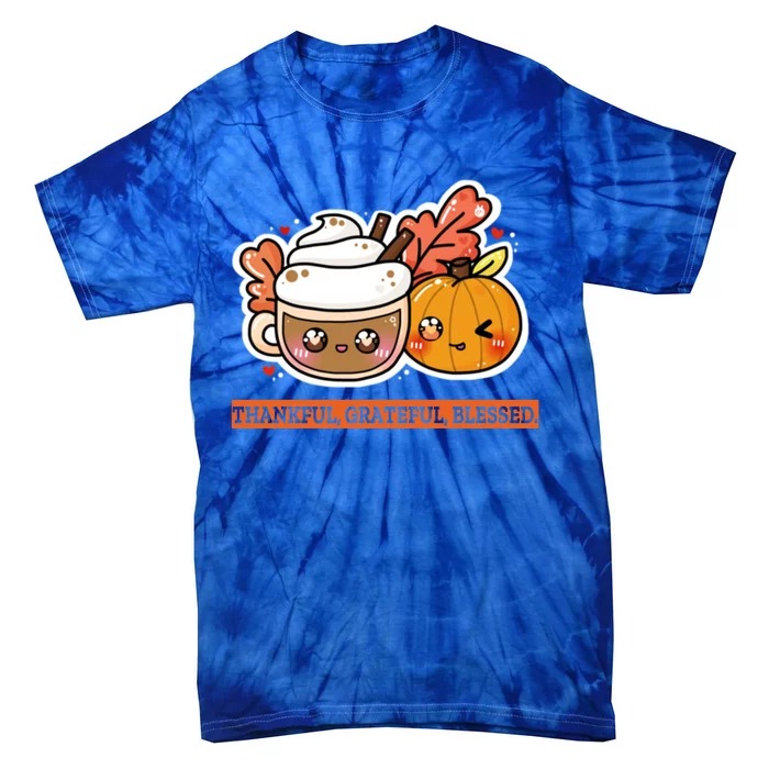 Thankful Grateful Blessed Gift Autumn October Pumpkin Gift Tie-Dye T-Shirt