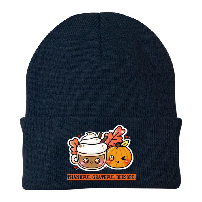 Thankful Grateful Blessed Gift Autumn October Pumpkin Gift Knit Cap Winter Beanie