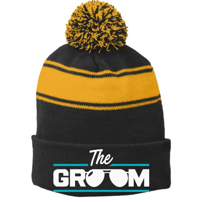 The Groom Bachelor Party Stag Grooms Getaway Wedding Stripe Pom Pom Beanie