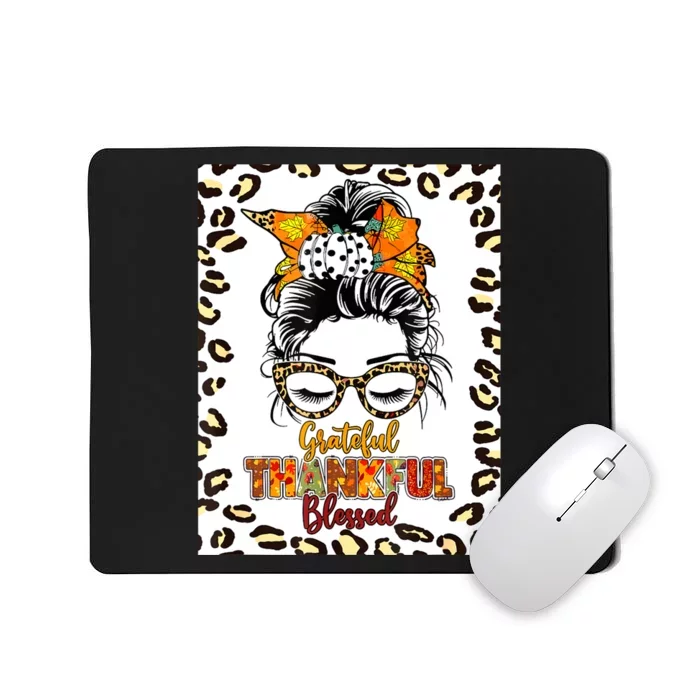 Thankful Grateful Blessed Happy Thanksgiving Autumn Falling Mousepad