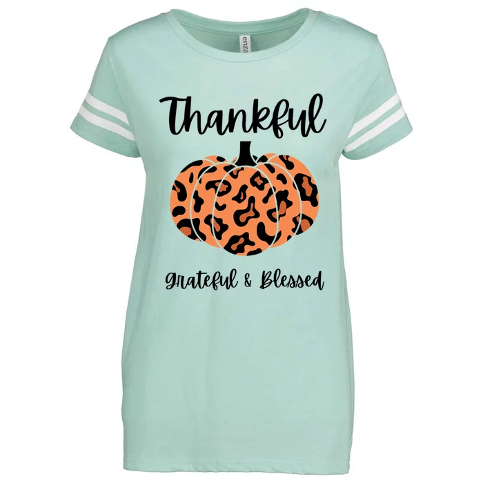 Thankful Grateful Blessed Thanksgiving Pumpkin Cute Gift Enza Ladies Jersey Football T-Shirt