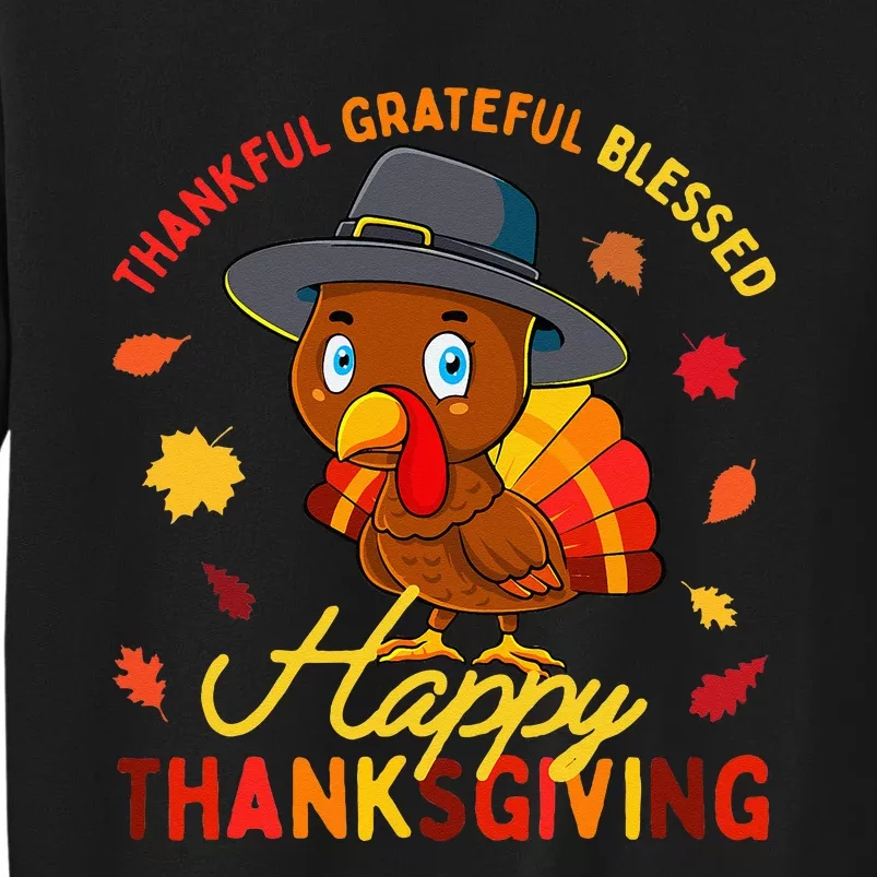 Thankful Grateful Blessed Thanksgiving Turkey Girls Sweatshirt