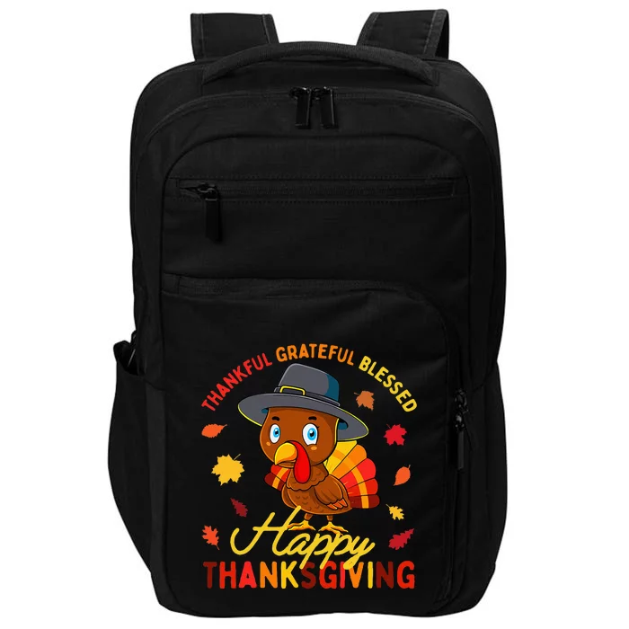 Thankful Grateful Blessed Thanksgiving Turkey Girls Impact Tech Backpack