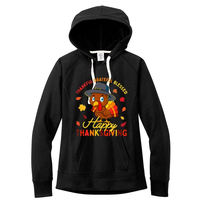 Thankful Grateful Blessed Thanksgiving Turkey Girls Women's Fleece Hoodie