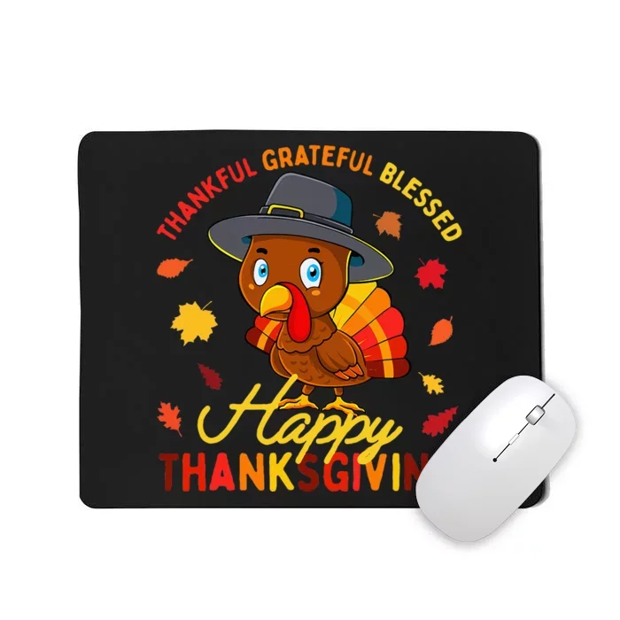 Thankful Grateful Blessed Thanksgiving Turkey Girls Mousepad