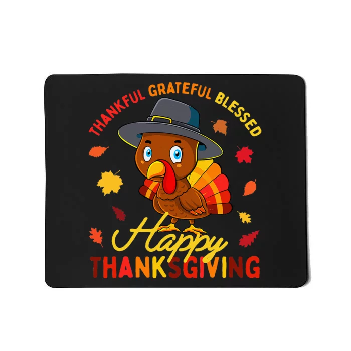 Thankful Grateful Blessed Thanksgiving Turkey Girls Mousepad