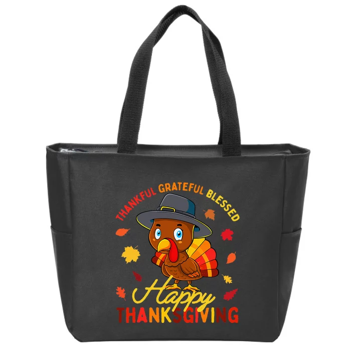 Thankful Grateful Blessed Thanksgiving Turkey Girls Zip Tote Bag