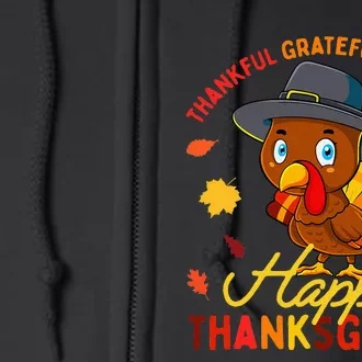 Thankful Grateful Blessed Thanksgiving Turkey Girls Full Zip Hoodie