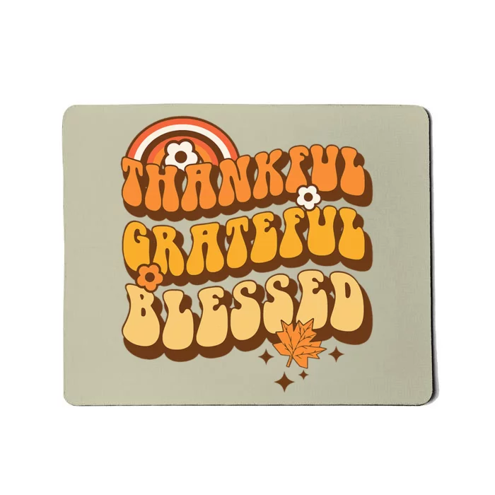 Thankful Grateful Blessed Retro Fall Thanksgiving Mousepad