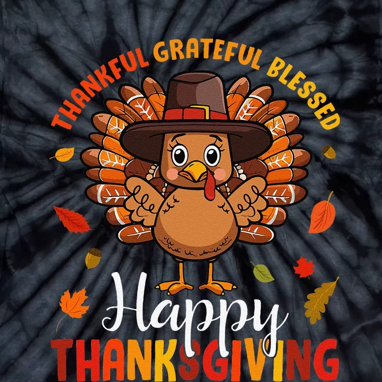 Thankful Grateful Blessed Thanksgiving Turkey Tie-Dye T-Shirt