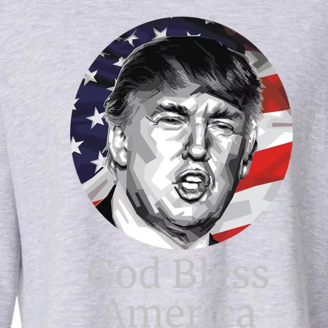 Trump God Bless America Gift Cropped Pullover Crew