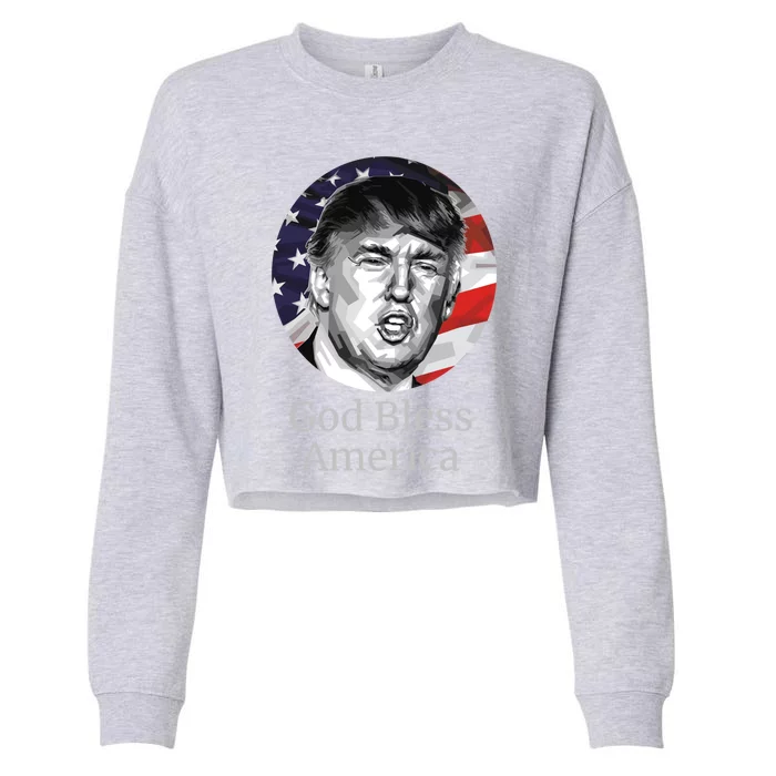 Trump God Bless America Gift Cropped Pullover Crew