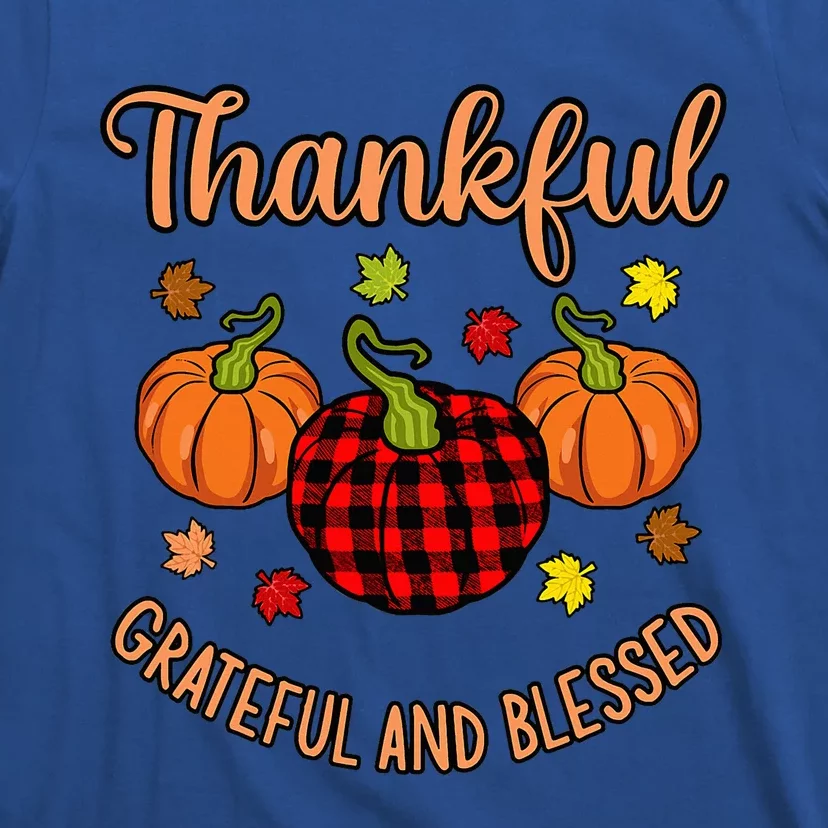 Thankful Grateful Blessed Turkey Thanksgiving Family T-Shirt