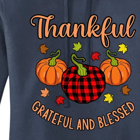 Thankful Grateful Blessed Turkey Thanksgiving Family Women's Pullover Hoodie