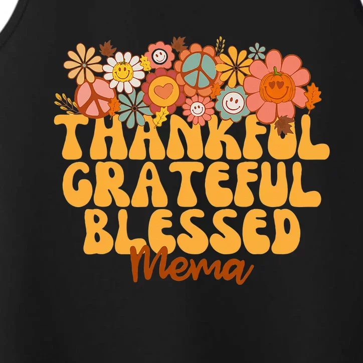 Thankful Grateful Blessed Mema Thanksgiving Throwback Performance Tank