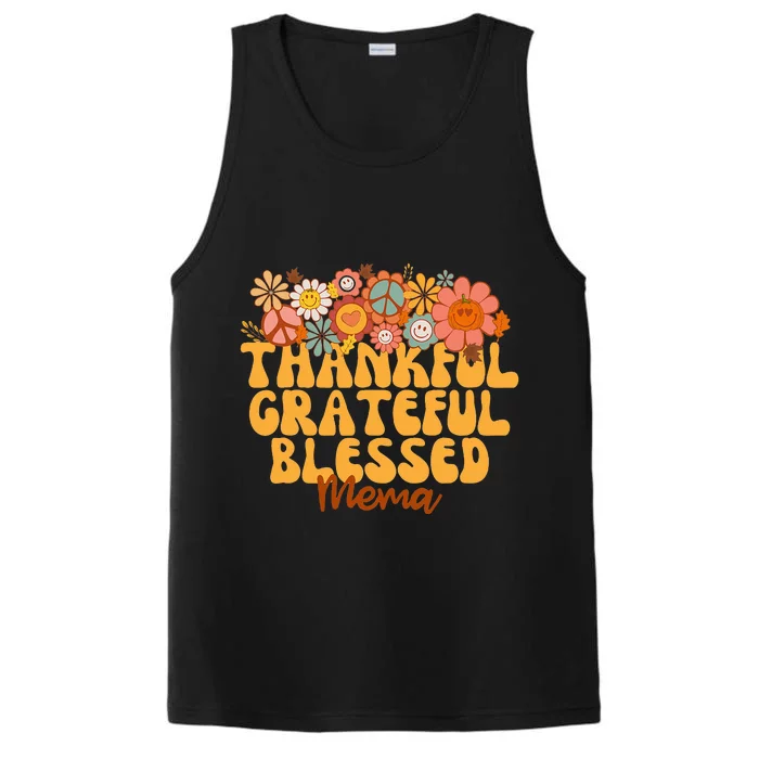 Thankful Grateful Blessed Mema Thanksgiving Throwback Performance Tank