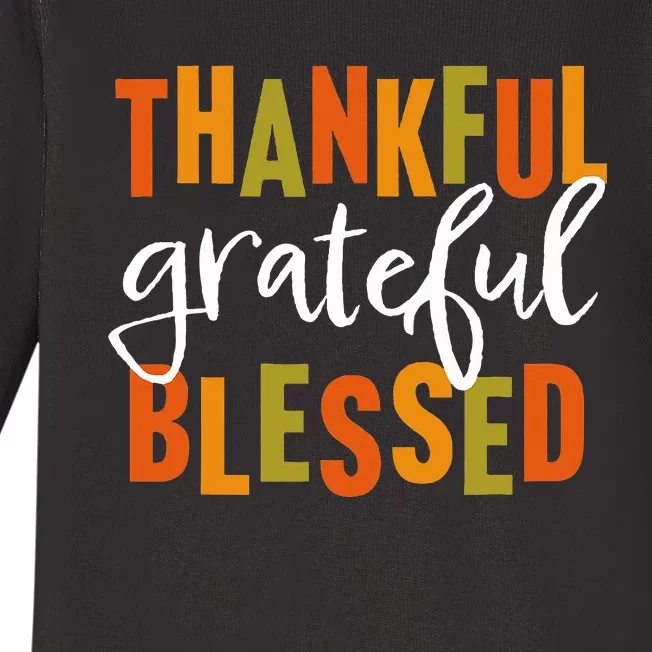 Thankful Grateful Blessed  Thanksgiving Baby Long Sleeve Bodysuit