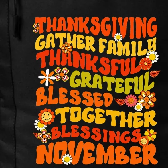 Thankful Grateful Blessed Fall Family Gathering Daily Commute Backpack