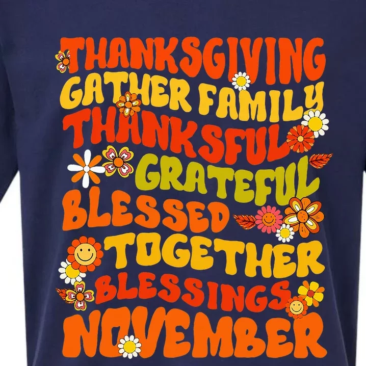 Thankful Grateful Blessed Fall Family Gathering Sueded Cloud Jersey T-Shirt