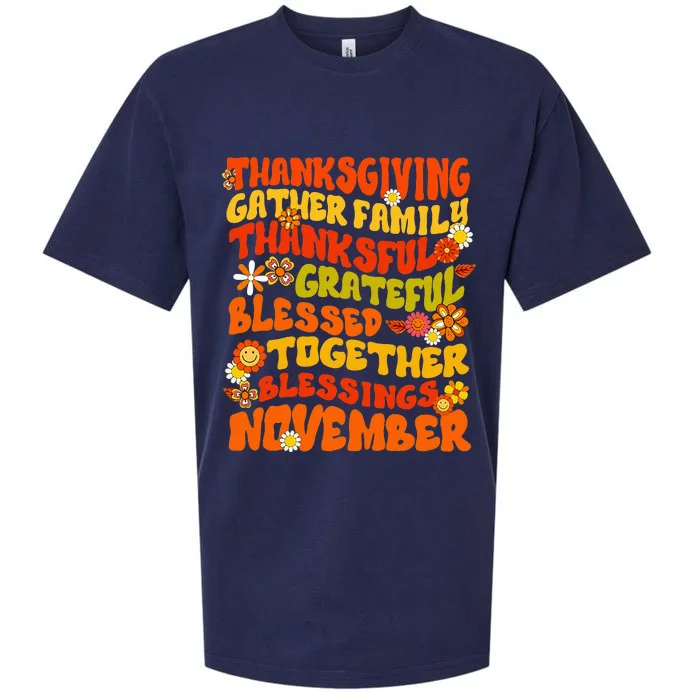 Thankful Grateful Blessed Fall Family Gathering Sueded Cloud Jersey T-Shirt