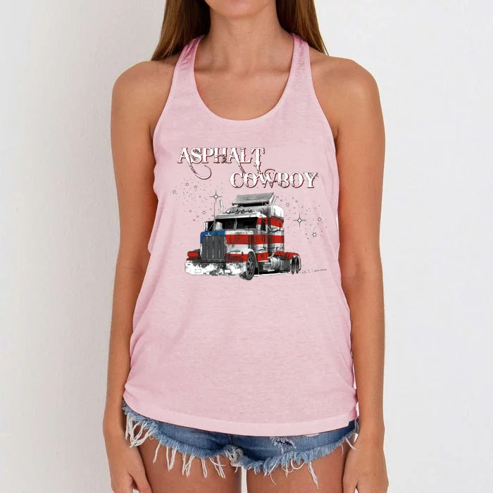 Trucker Gift Big Rig Semi Trailer Truck Driver Over The Road Great Gift Women's Knotted Racerback Tank