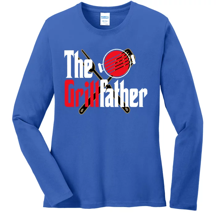 The Grillfather Bbq Grill Smoker Dad Grilling Barbecue Chef Cute Gift Ladies Long Sleeve Shirt