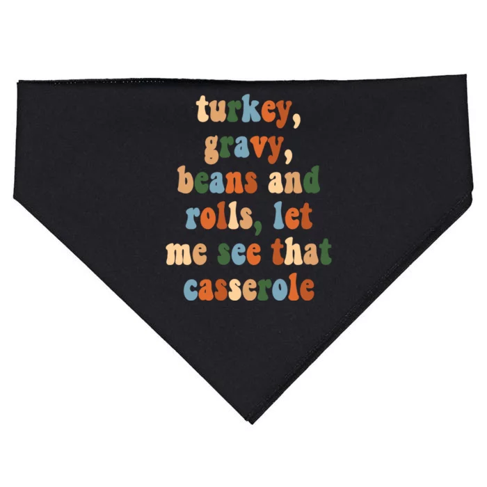 Turkey Gravy Beans And Rolls Funny Thanksgiving USA-Made Doggie Bandana