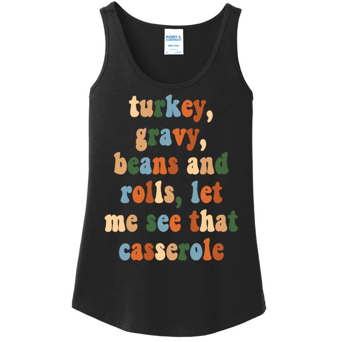 Turkey Gravy Beans And Rolls Funny Thanksgiving Ladies Essential Tank