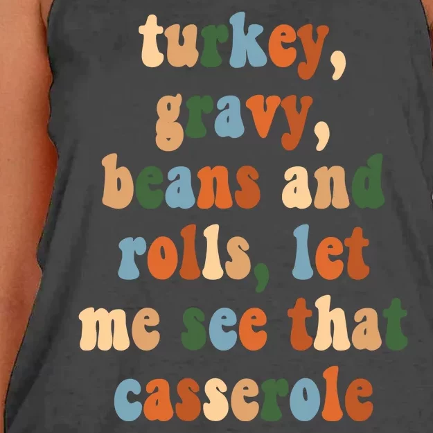 Turkey Gravy Beans And Rolls Funny Thanksgiving Women's Knotted Racerback Tank