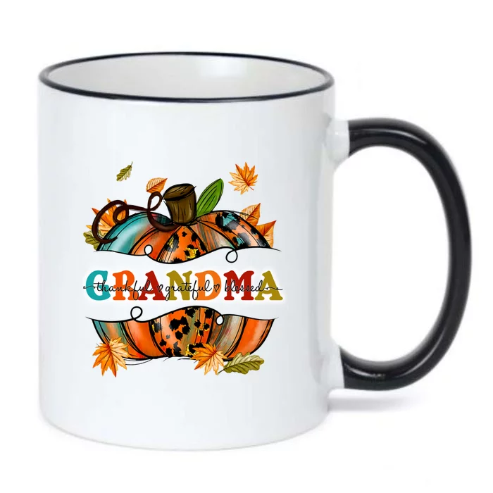 Thankful Grateful Blessed Grandma Pumpkin Cute Gift Black Color Changing Mug