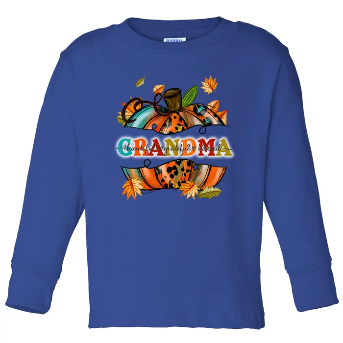 Thankful Grateful Blessed Grandma Pumpkin Cute Gift Toddler Long Sleeve Shirt