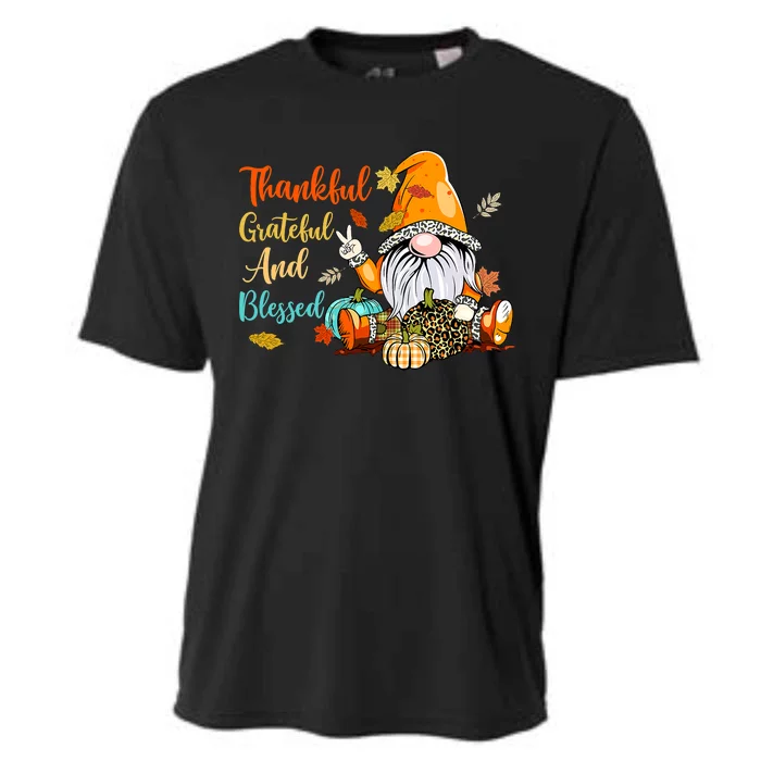 Thankful Grateful Blessed Thanksgiving Fall Gnomes Cooling Performance Crew T-Shirt